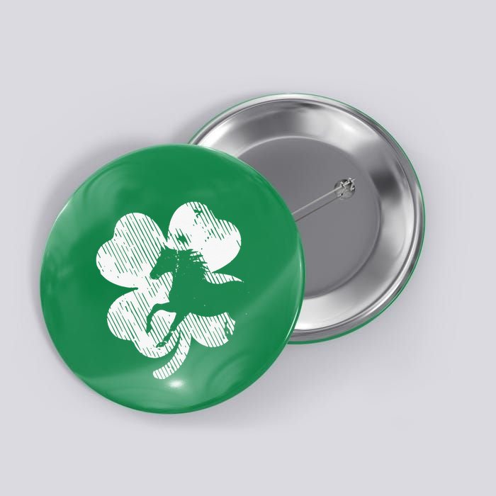 Horse St Patricks Day Irish Shamrock Button