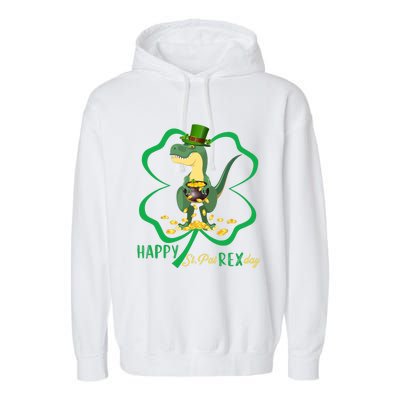 Happy St Pat Rex Day Dinosaur Irish Shamrock St Patricks Day Garment-Dyed Fleece Hoodie