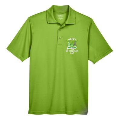 Happy St Patricks Day Gnome Leopard Shamrock Irish Gnomes Men's Origin Performance Pique Polo