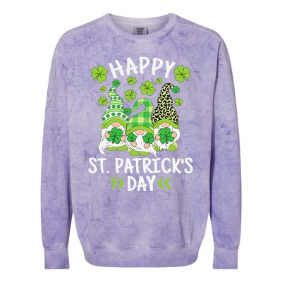 Happy St Patricks Day Gnome Leopard Shamrock Irish Gnomes Colorblast Crewneck Sweatshirt