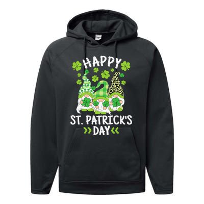 Happy St Patricks Day Gnome Leopard Shamrock Irish Gnomes Performance Fleece Hoodie