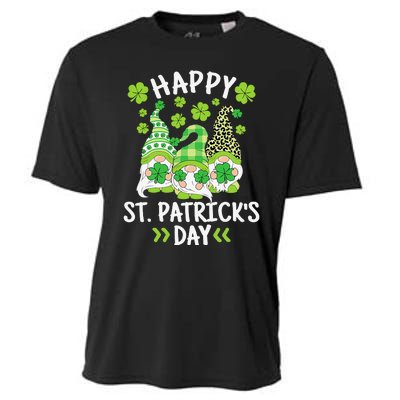 Happy St Patricks Day Gnome Leopard Shamrock Irish Gnomes Cooling Performance Crew T-Shirt