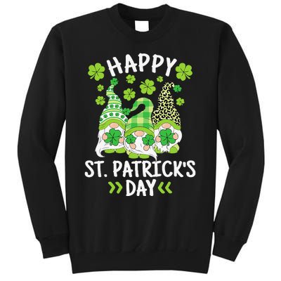 Happy St Patricks Day Gnome Leopard Shamrock Irish Gnomes Sweatshirt