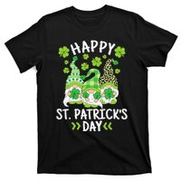 Happy St Patricks Day Gnome Leopard Shamrock Irish Gnomes T-Shirt