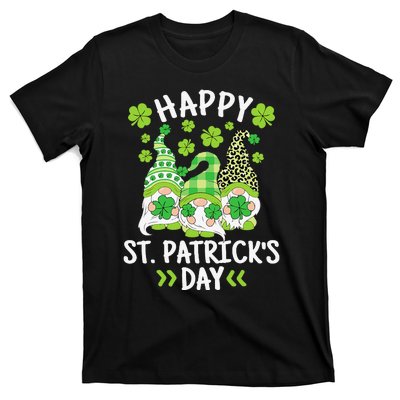 Happy St Patricks Day Gnome Leopard Shamrock Irish Gnomes T-Shirt