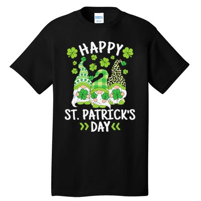 Happy St Patricks Day Gnome Leopard Shamrock Irish Gnomes Tall T-Shirt