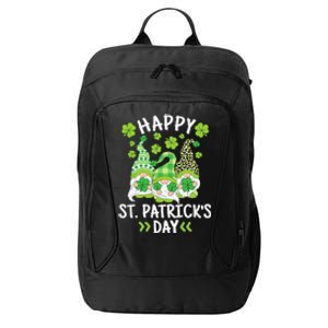 Happy St Patricks Day Gnome Leopard Shamrock Irish Gnomes City Backpack