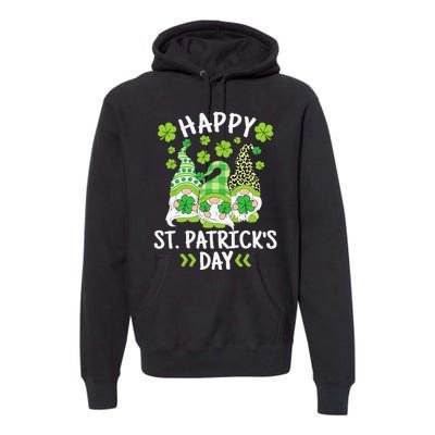 Happy St Patricks Day Gnome Leopard Shamrock Irish Gnomes Premium Hoodie