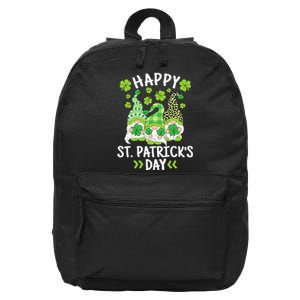 Happy St Patricks Day Gnome Leopard Shamrock Irish Gnomes 16 in Basic Backpack