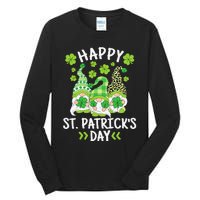 Happy St Patricks Day Gnome Leopard Shamrock Irish Gnomes Tall Long Sleeve T-Shirt