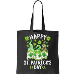 Happy St Patricks Day Gnome Leopard Shamrock Irish Gnomes Tote Bag