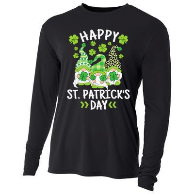 Happy St Patricks Day Gnome Leopard Shamrock Irish Gnomes Cooling Performance Long Sleeve Crew