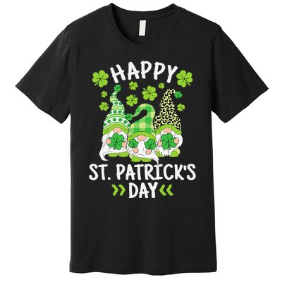 Happy St Patricks Day Gnome Leopard Shamrock Irish Gnomes Premium T-Shirt