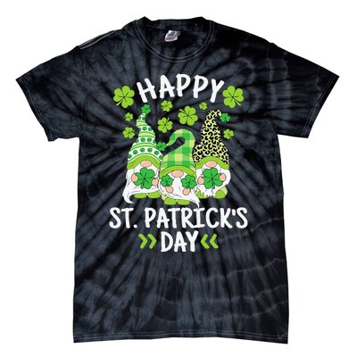 Happy St Patricks Day Gnome Leopard Shamrock Irish Gnomes Tie-Dye T-Shirt