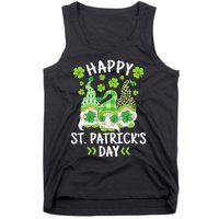 Happy St Patricks Day Gnome Leopard Shamrock Irish Gnomes Tank Top