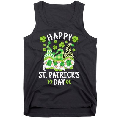 Happy St Patricks Day Gnome Leopard Shamrock Irish Gnomes Tank Top