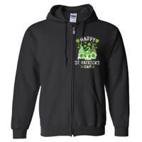 Happy St Patricks Day Gnome Leopard Shamrock Irish Gnomes Full Zip Hoodie