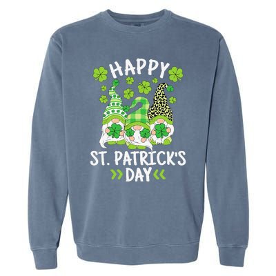 Happy St Patricks Day Gnome Leopard Shamrock Irish Gnomes Garment-Dyed Sweatshirt