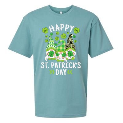 Happy St Patricks Day Gnome Leopard Shamrock Irish Gnomes Sueded Cloud Jersey T-Shirt