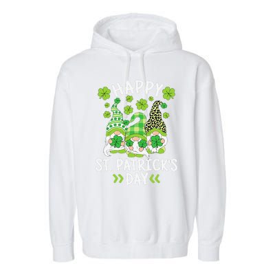 Happy St Patricks Day Gnome Leopard Shamrock Irish Gnomes Garment-Dyed Fleece Hoodie