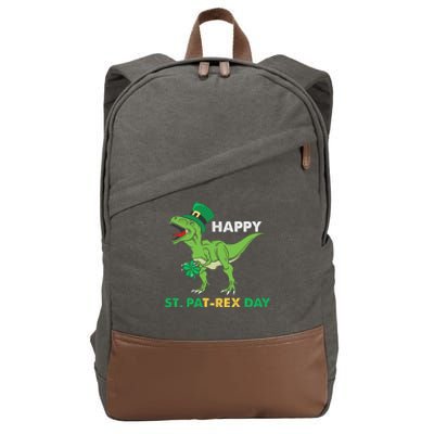 Happy St Patrex Day Funny T Rex St Patricks Day Cotton Canvas Backpack