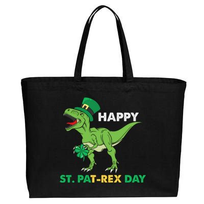 Happy St Patrex Day Funny T Rex St Patricks Day Cotton Canvas Jumbo Tote