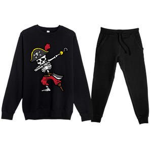 Halloween Skeleton Pirate Dab Costume Cute Gift Premium Crewneck Sweatsuit Set