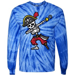 Halloween Skeleton Pirate Dab Costume Cute Gift Tie-Dye Long Sleeve Shirt