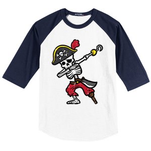 Halloween Skeleton Pirate Dab Costume Cute Gift Baseball Sleeve Shirt