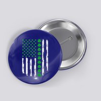 Happy St Patricks Day Us American Flag With Shamrocks Button