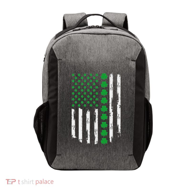 Happy St Patricks Day Us American Flag With Shamrocks Vector Backpack