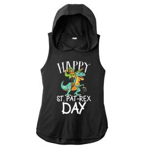 Happy St Patrex Day Funny Patricks Day Ladies PosiCharge Tri-Blend Wicking Draft Hoodie Tank