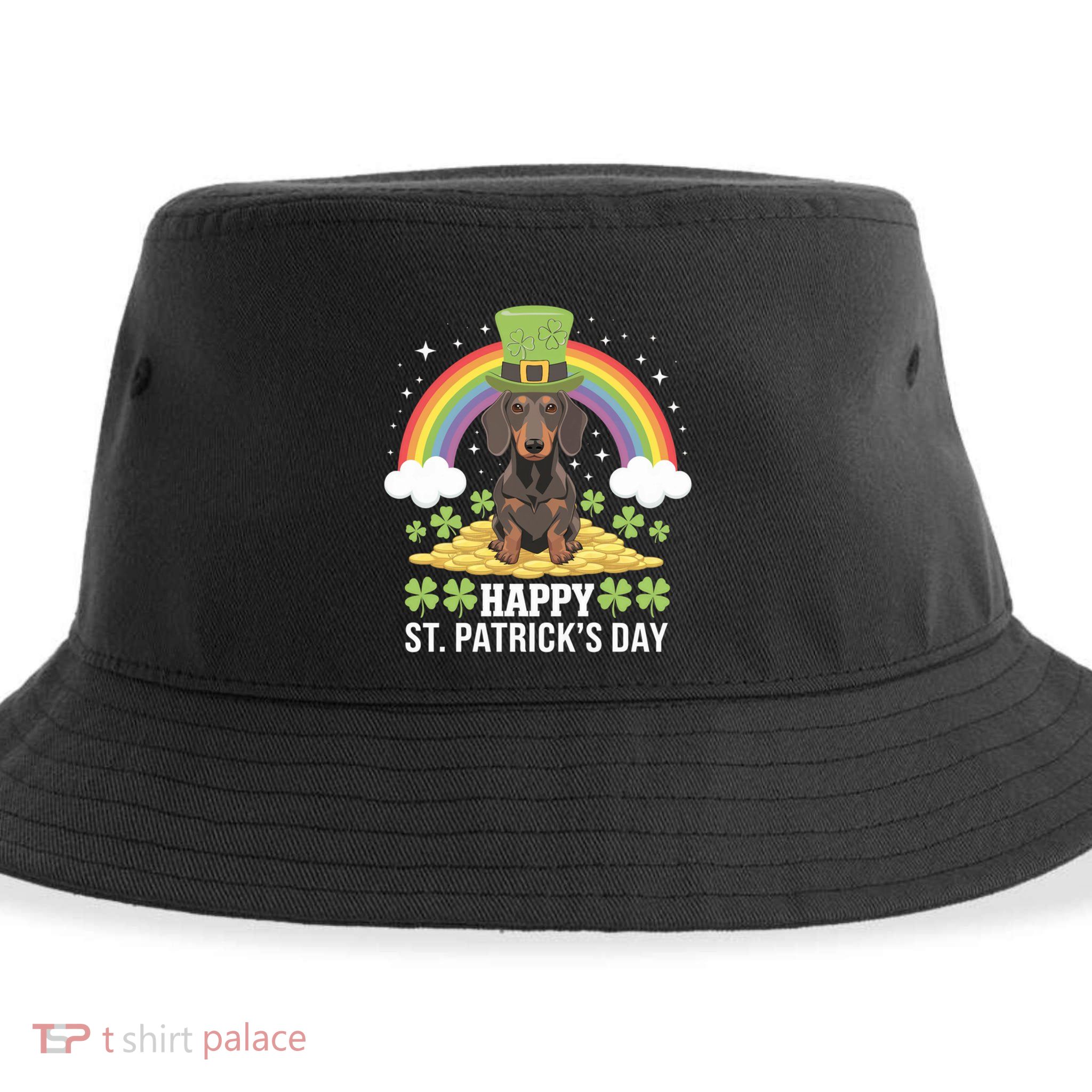 Happy St PatrickS Doxie On Dachshund Dog St Patricks Day Cool Gift Sustainable Bucket Hat