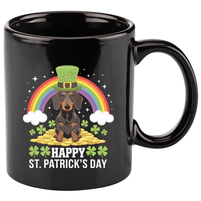 Happy St PatrickS Doxie On Dachshund Dog St Patricks Day Cool Gift 11oz C Handle Ceramic Mug