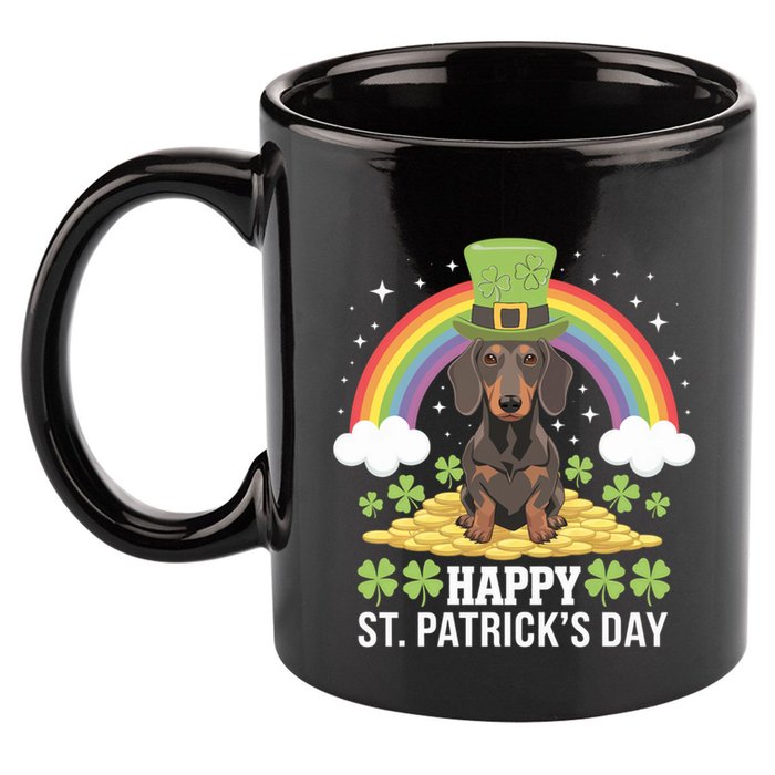 Happy St PatrickS Doxie On Dachshund Dog St Patricks Day Cool Gift 11oz C Handle Ceramic Mug