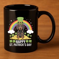 Happy St PatrickS Doxie On Dachshund Dog St Patricks Day Cool Gift 11oz C Handle Ceramic Mug