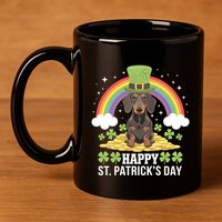 Happy St PatrickS Doxie On Dachshund Dog St Patricks Day Cool Gift 11oz C Handle Ceramic Mug
