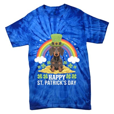 Happy St PatrickS Doxie On Dachshund Dog St Patricks Day Cool Gift Tie-Dye T-Shirt
