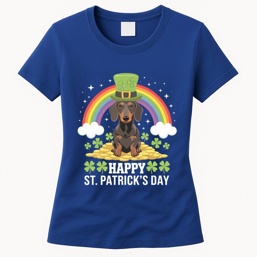 Happy St PatrickS Doxie On Dachshund Dog St Patricks Day Cool Gift Womens T-Shirt
