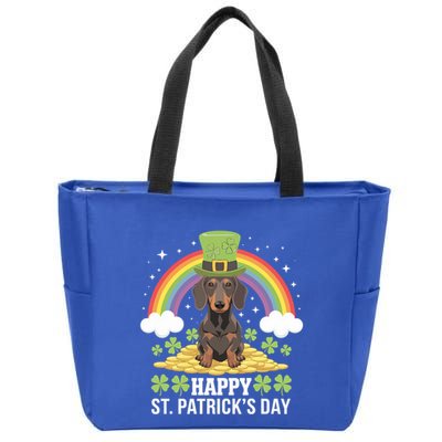 Happy St PatrickS Doxie On Dachshund Dog St Patricks Day Cool Gift Zip Tote Bag