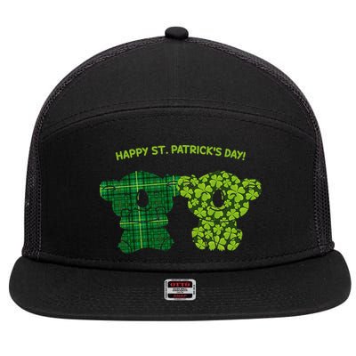 Happy St Patrick's Day Irish Kilt Shamrock Pattern 7 Panel Mesh Trucker Snapback Hat