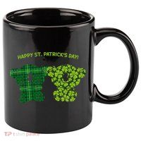 Happy St Patrick's Day Irish Kilt Shamrock Pattern 11oz C Handle Ceramic Mug