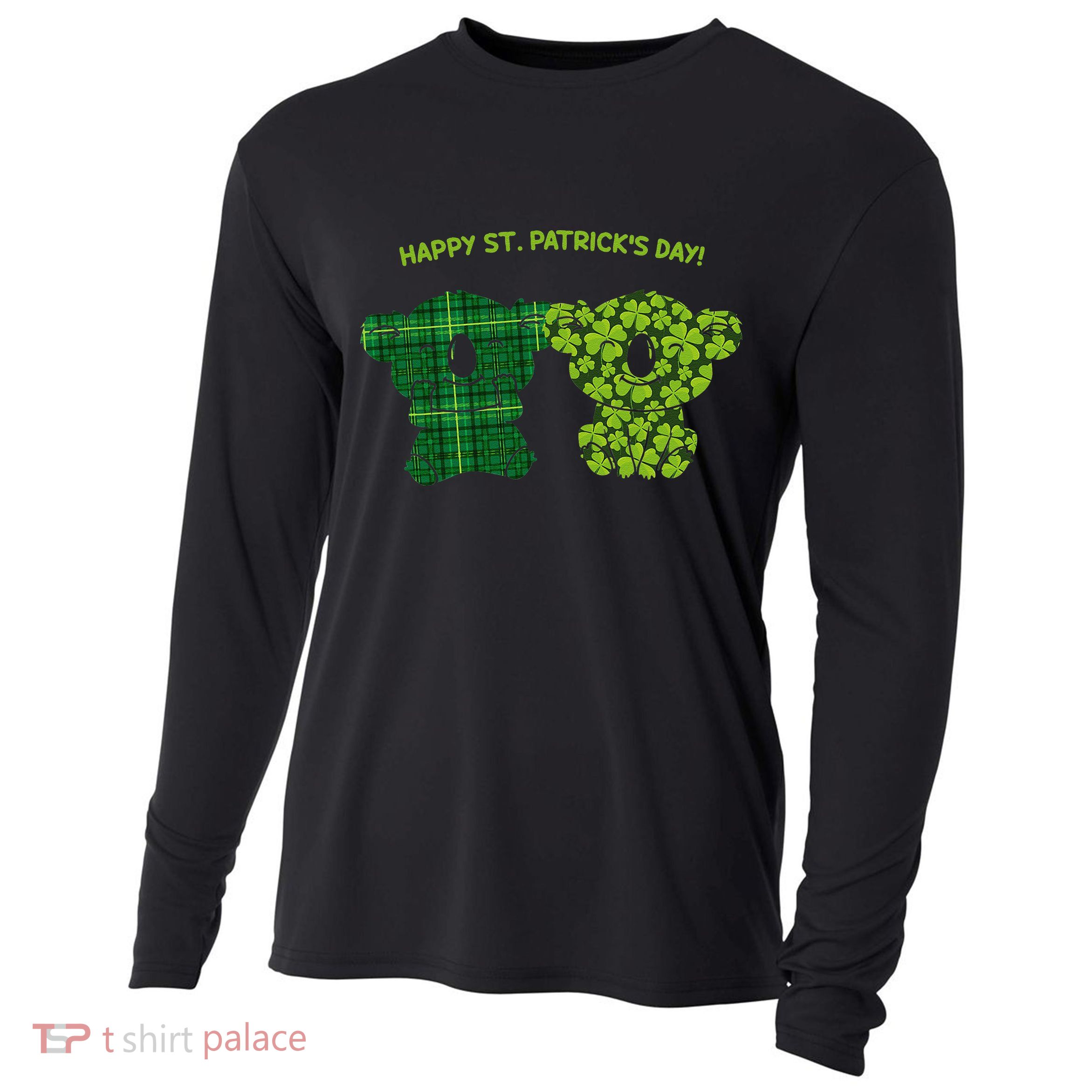 Happy St Patrick's Day Irish Kilt Shamrock Pattern Cooling Performance Long Sleeve Crew