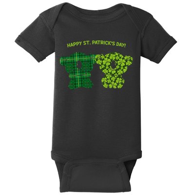Happy St Patrick's Day Irish Kilt Shamrock Pattern Baby Bodysuit