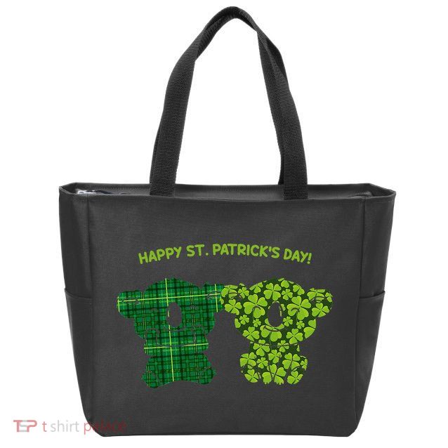 Happy St Patrick's Day Irish Kilt Shamrock Pattern Zip Tote Bag