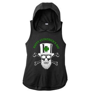 Happy St Patrick's Day Skull Holiday Ladies PosiCharge Tri-Blend Wicking Draft Hoodie Tank