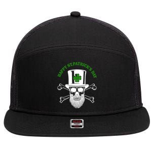 Happy St Patrick's Day Skull Holiday 7 Panel Mesh Trucker Snapback Hat