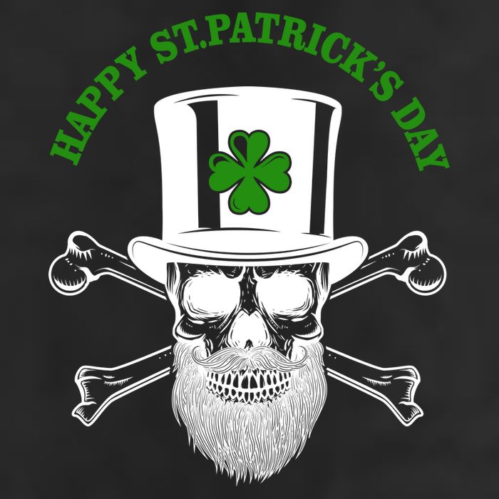 Happy St Patrick's Day Skull Holiday 7 Panel Mesh Trucker Snapback Hat
