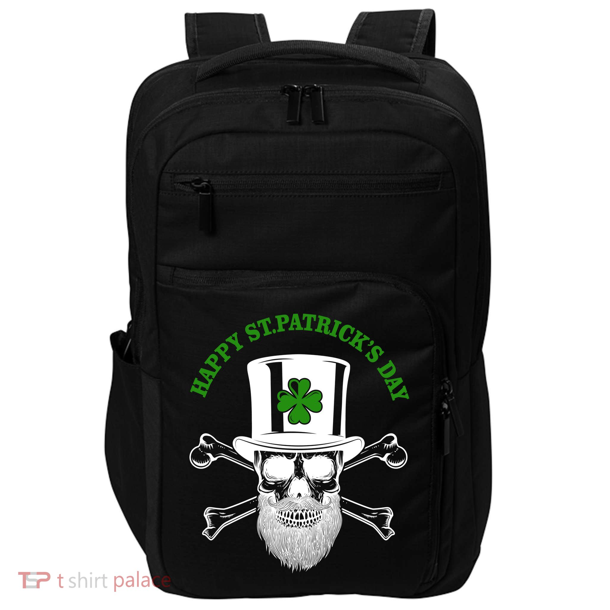 Happy St Patrick's Day Skull Holiday Impact Tech Backpack