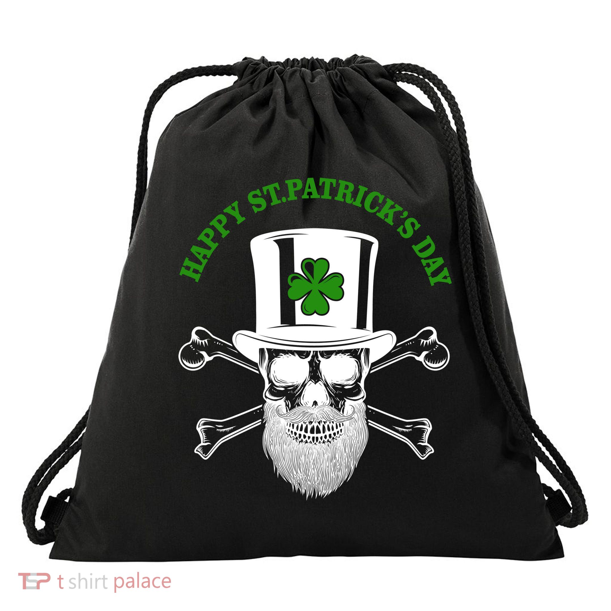 Happy St Patrick's Day Skull Holiday Drawstring Bag